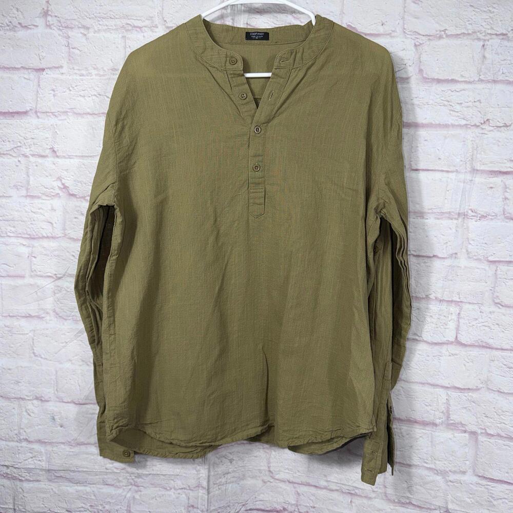 Coofandy Women's Casual Cotton Hemp Long Sleeve Shirt Size Medium